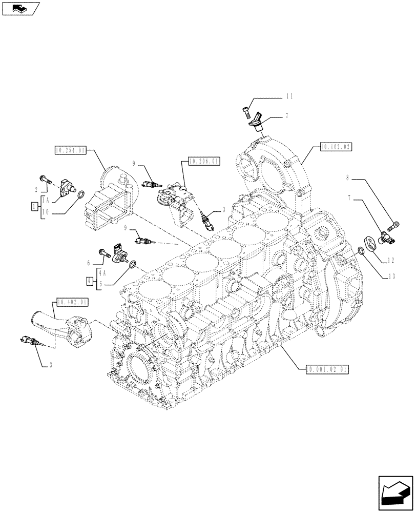 Схема запчастей Case IH F3AE0684S E914 - (55.414.01) - MOTOR SENSORS (55) - ELECTRICAL SYSTEMS