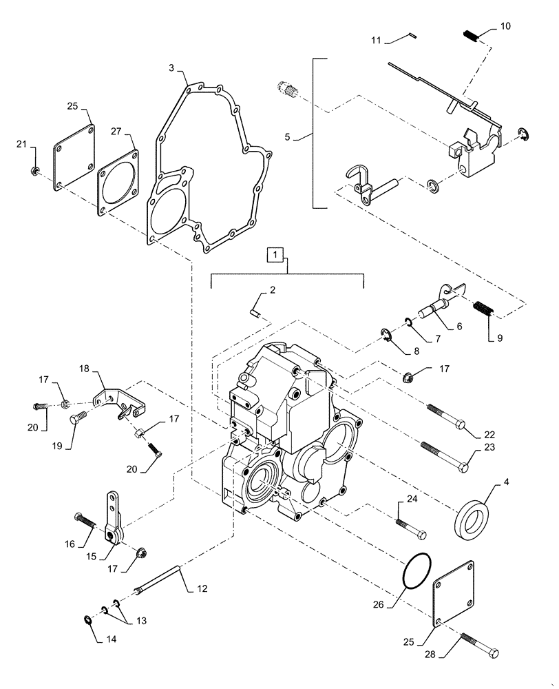 Схема запчастей Case IH 410 - (02-14) - TIMING GEAR CASE, GOVERNOR (02) - ENGINE