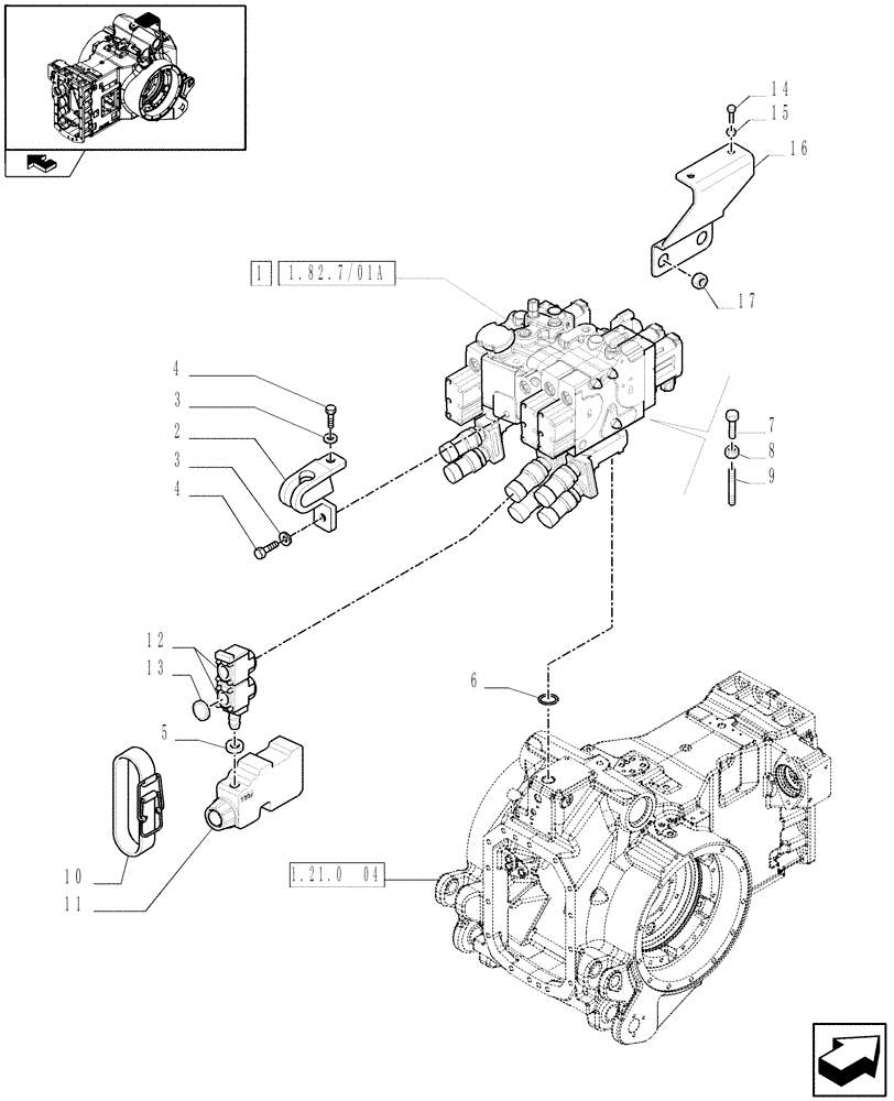 Схема запчастей Case IH PUMA 195 - (1.82.7/01) - REAR ELECTRONIC REMOTE CONTROL VALVES WITH 3 ELEMENTS (07) - HYDRAULIC SYSTEM