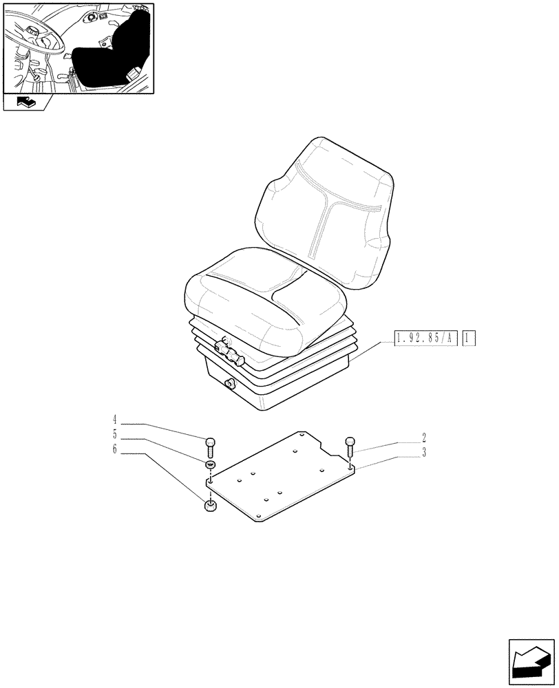 Схема запчастей Case IH FARMALL 85N - (1.92.85) - SEAT (10) - OPERATORS PLATFORM/CAB