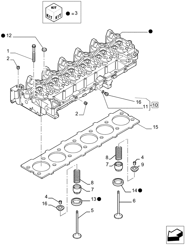 Схема запчастей Case IH P140 - (10.101.01) - CYLINDER HEAD (10) - ENGINE