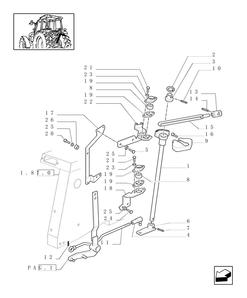 Схема запчастей Case IH JX70U - (1.96.1[02]) - CAB - HYDRAULIC LIFT OUTER CONTROLS (10) - OPERATORS PLATFORM/CAB