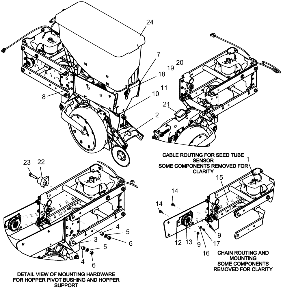 Схема запчастей Case IH 1210 - (75.200.15) - PNEUMATIC DOWN PRESSURE - 20" ROW UNIT WITH ON-ROW HOPPER (75) - SOIL PREPARATION