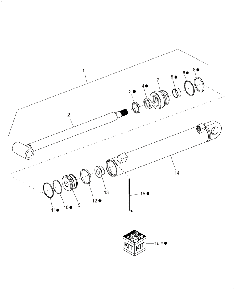 Схема запчастей Case IH BH114 - (003.03) - CYLINDER ASSEMBLY - DIPPER (35) - HYDRAULIC SYSTEMS