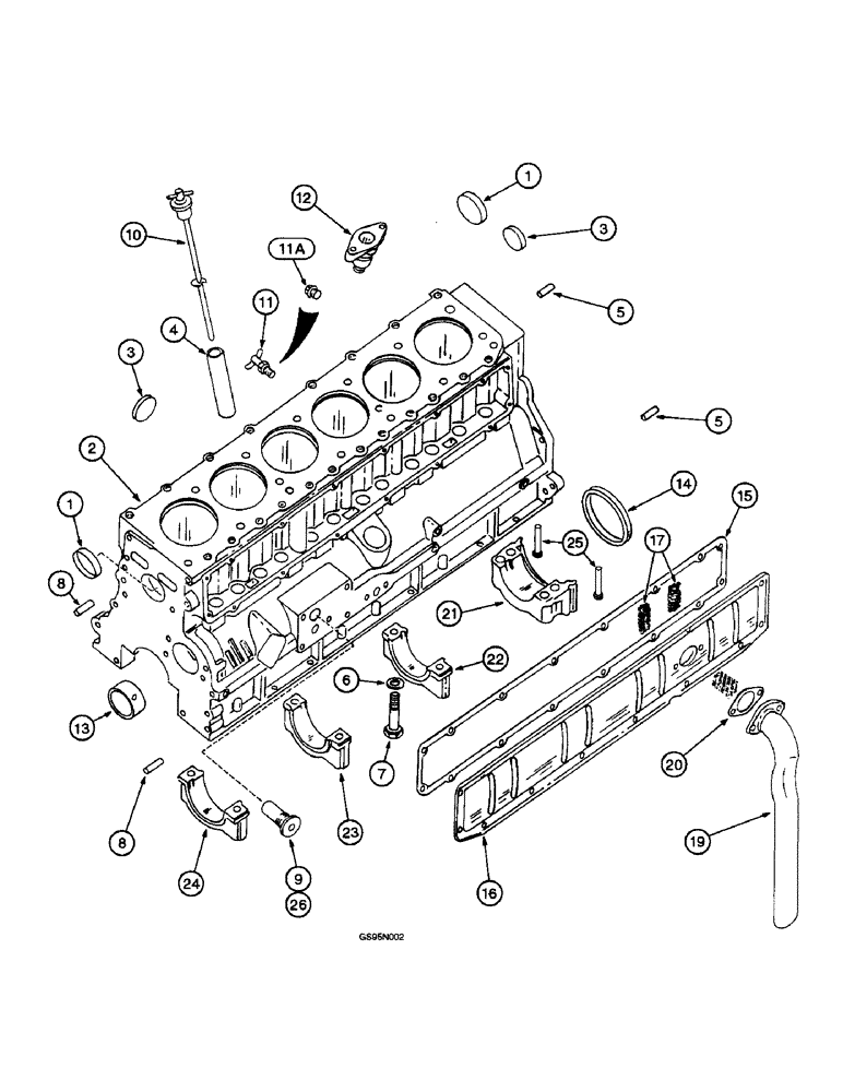 Схема запчастей Case IH D-282 - (2-002) - CRANKCASE AND RELATED PARTS 