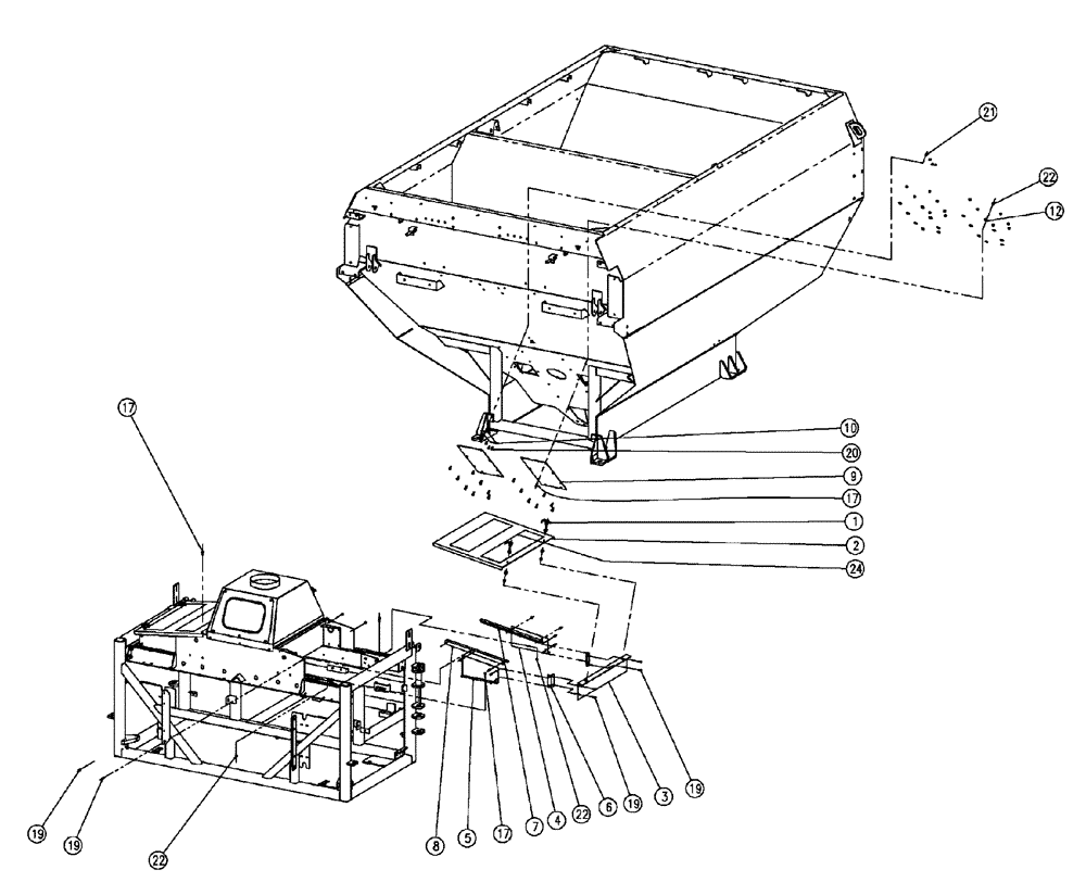 Схема запчастей Case IH FLX810 - (02-001) - PARTS GROUP, SINGLE BIN Bin Group