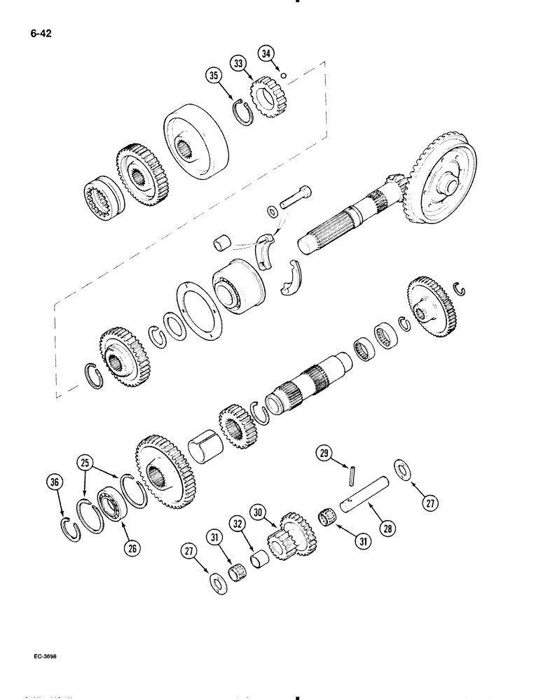 Схема запчастей Case IH 595 - (6-042) - RANGE TRANSMISSION (06) - POWER TRAIN