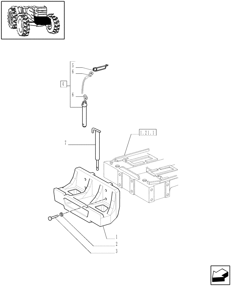 Схема запчастей Case IH JX80U - (1.44.0) - (VAR.225) FRONT SUPPORT AND BALLAST (04) - FRONT AXLE & STEERING