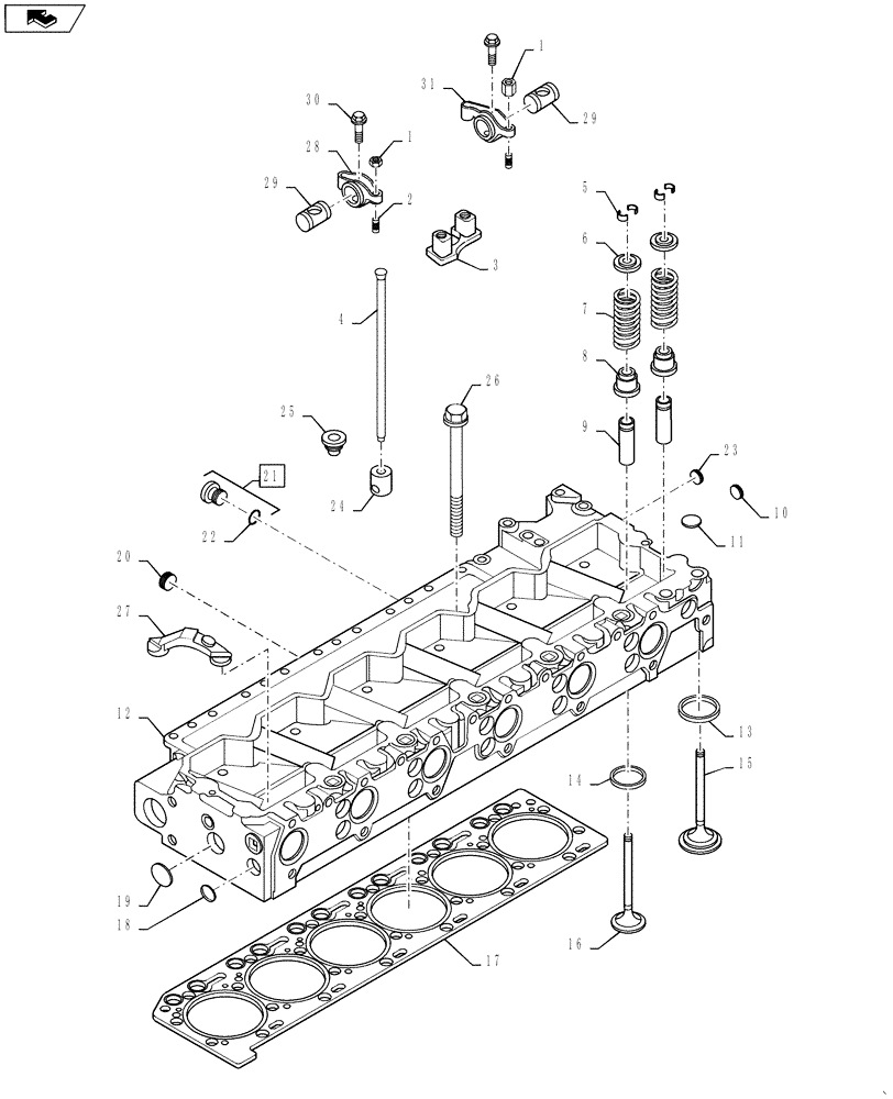 Схема запчастей Case IH 4420 - (03-015) - CYLINDER HEAD AND VALVE MECHANISM (01) - ENGINE