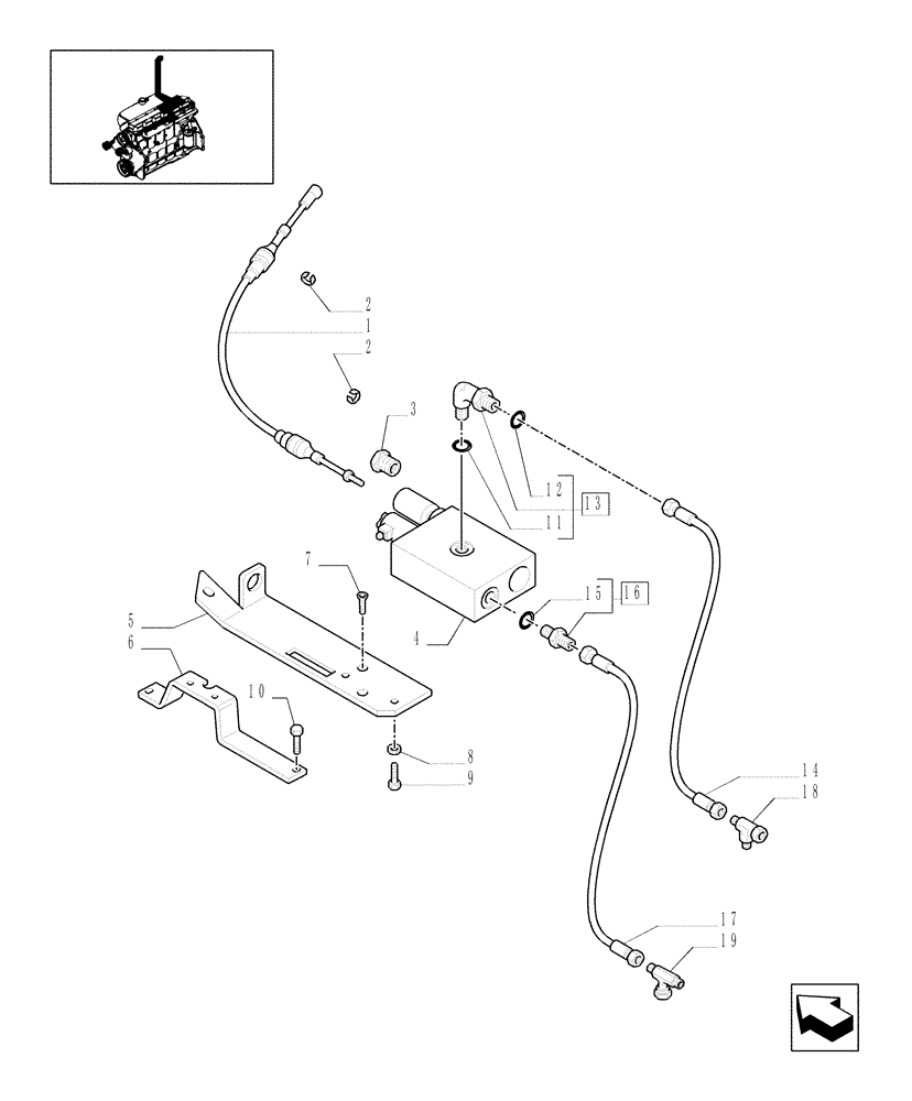 Схема запчастей Case IH MXU110 - (1.15.1/01[03]) - (VAR.154) EXAUST BRAKE - VALVE AND ASSOCIATED PARTS (02) - ENGINE EQUIPMENT