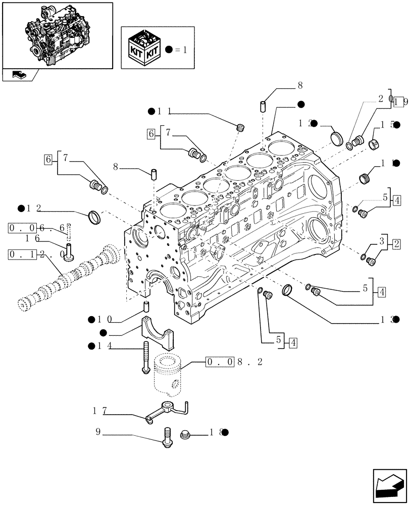 Схема запчастей Case IH PUMA 115 - (0.04.0) - CRANKCASE (01) - ENGINE