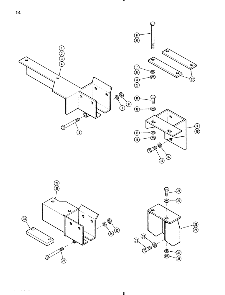 Схема запчастей Case IH 70 - (14) - MOUNTING BRACKETS & CLAMPS, 730, 732, 740, 742, 830, 832, 840 & 842 TRACS. (82) - FRONT LOADER & BUCKET