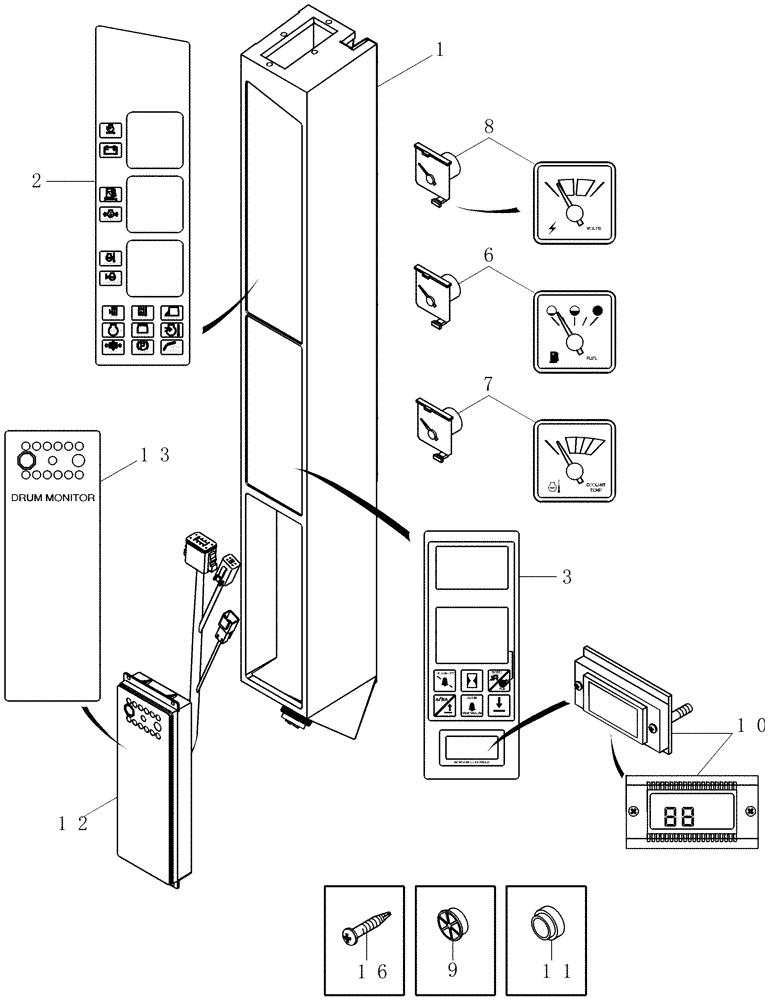 Схема запчастей Case IH 625 - (55.418.01) - INSTRUMENT PANEL ASSY (55) - ELECTRICAL SYSTEMS