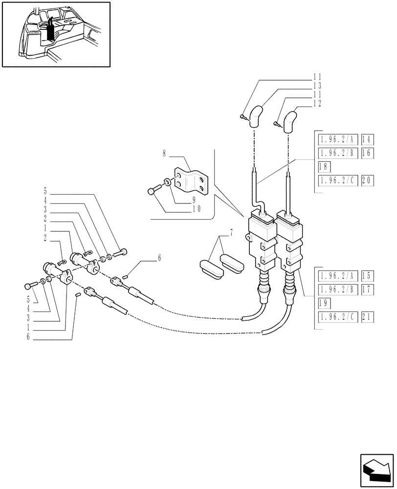 Схема запчастей Case IH MXM130 - (1.96.2[01]) - CONTROL VALVES (10) - OPERATORS PLATFORM/CAB