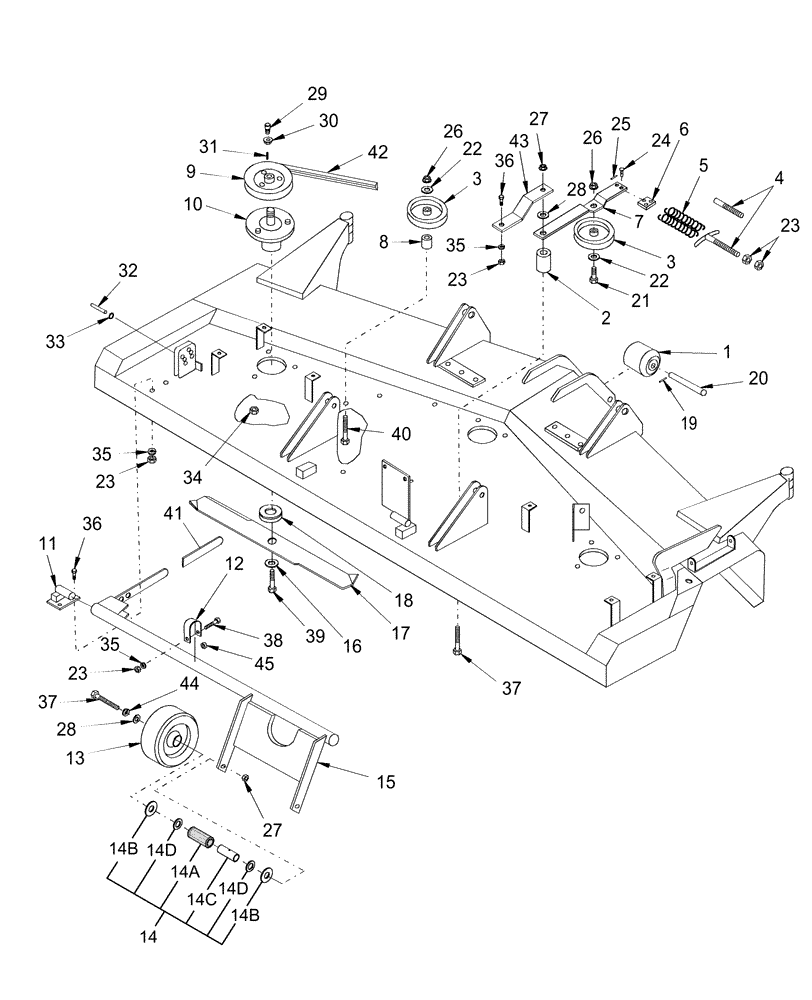 Схема запчастей Case IH 914A - (05) - PULLEYS & BLADES, 60" & 72" 