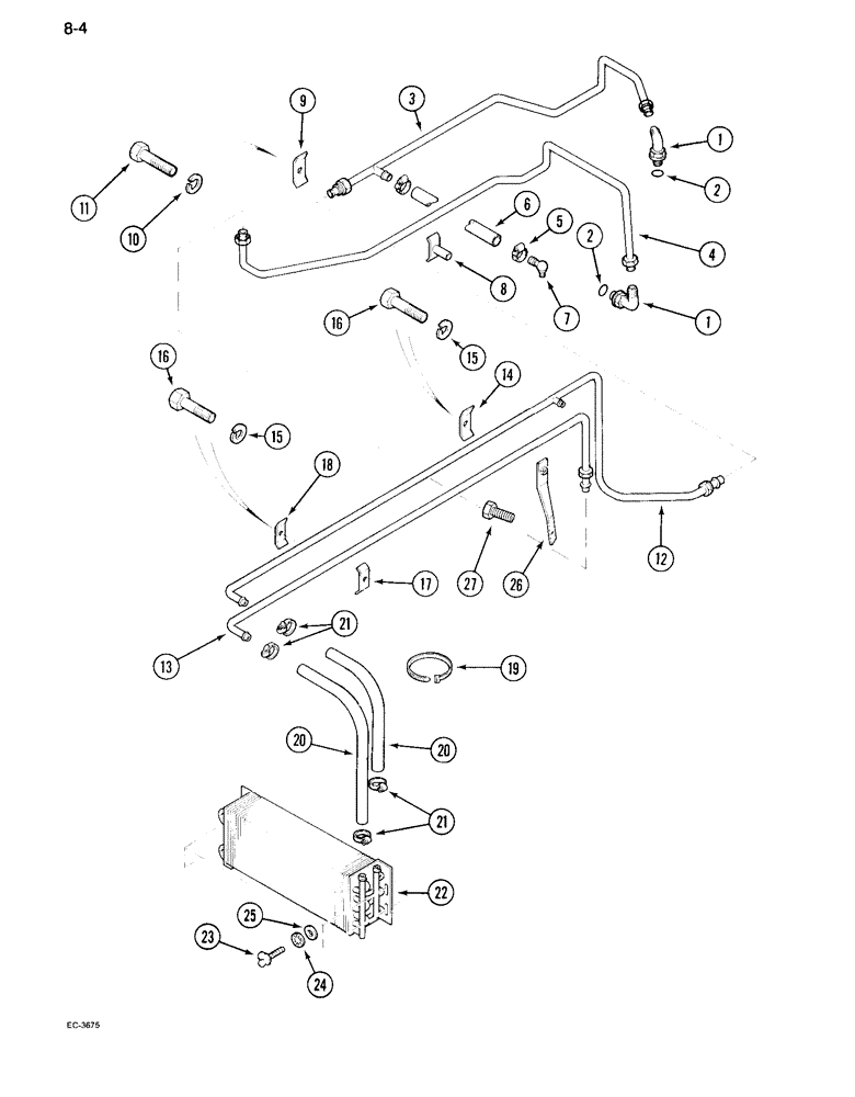 Схема запчастей Case IH 995 - (8-04) - OIL COOLER SYSTEM (08) - HYDRAULICS