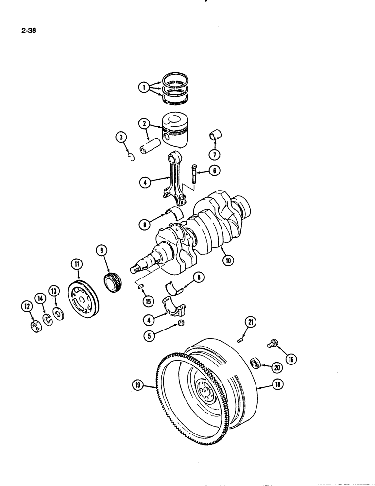 Схема запчастей Case IH 1140 - (2-38) - PISTONS AND SLEEVES, 1140 TRACTOR (02) - ENGINE