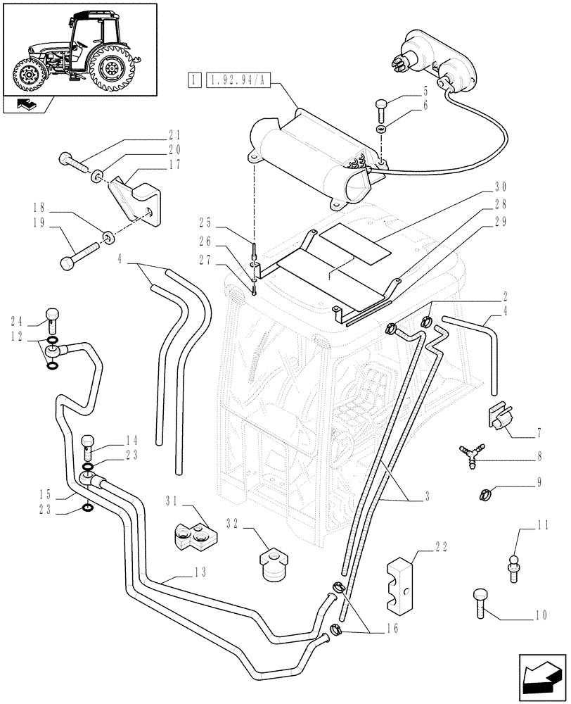 Схема запчастей Case IH FARMALL 75C - (1.92.94[03]) - CAB - HEATING SYSTEM (10) - OPERATORS PLATFORM/CAB