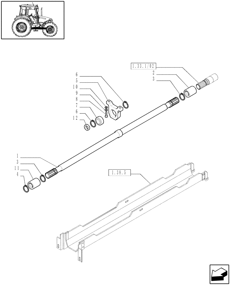 Схема запчастей Case IH JX80 - (1.38.5/05) - 4WD PROPELLER SHAFT - FOR HIGH CLEARANCE VERSION (04) - FRONT AXLE & STEERING