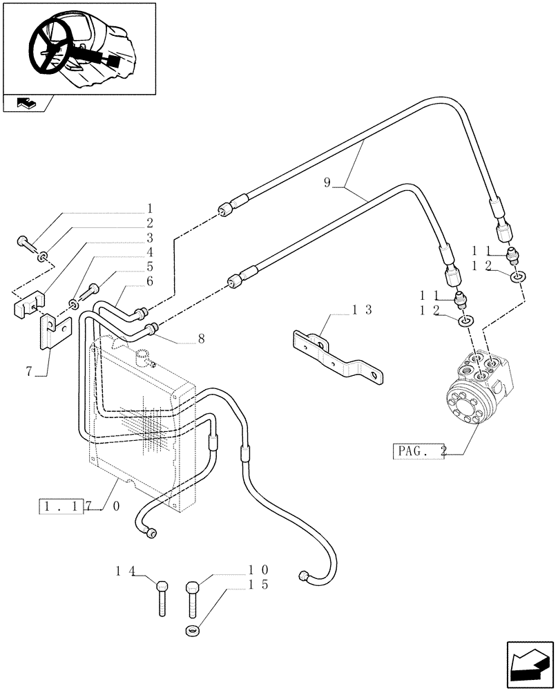 Схема запчастей Case IH FARMALL 65C - (1.92.63[04]) - POWER STEERING PIPES (10) - OPERATORS PLATFORM/CAB