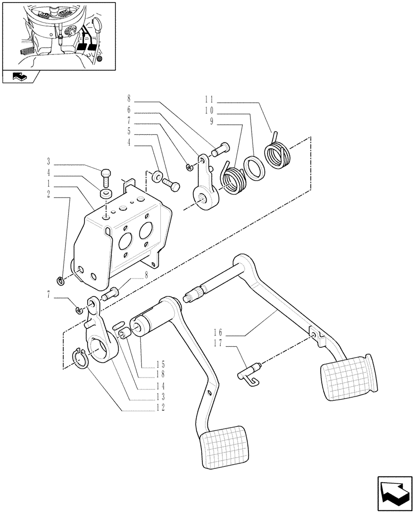 Схема запчастей Case IH FARMALL 75C - (1.92.68[01]) - BRAKE PEDALS (10) - OPERATORS PLATFORM/CAB