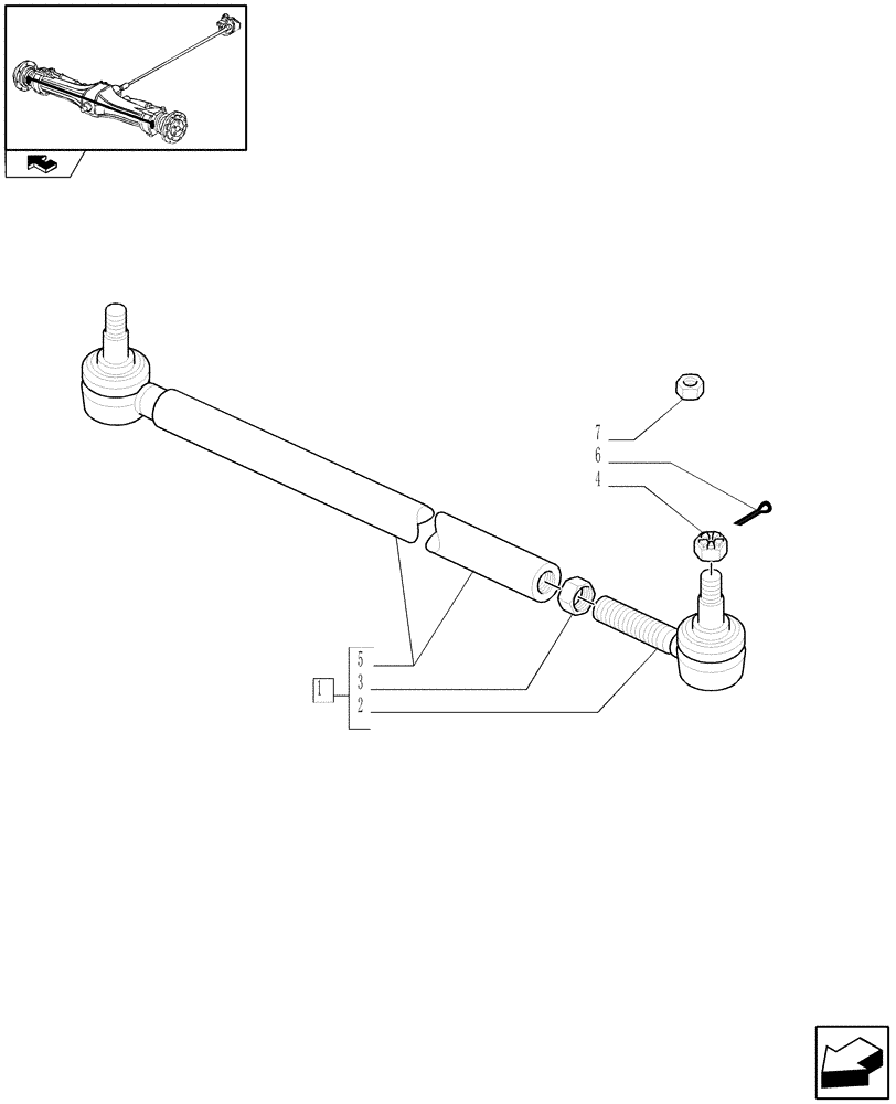 Схема запчастей Case IH FARMALL 70 - (1.40.0/04) - 4WD FRONT AXLE - TIE-ROD (04) - FRONT AXLE & STEERING