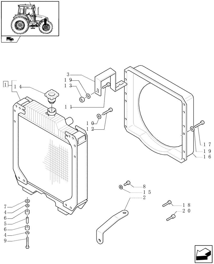 Схема запчастей Case IH FARMALL 60 - (1.17.0[01]) - RADIATOR - CAP AND BRACKET - C6399 (02) - ENGINE EQUIPMENT