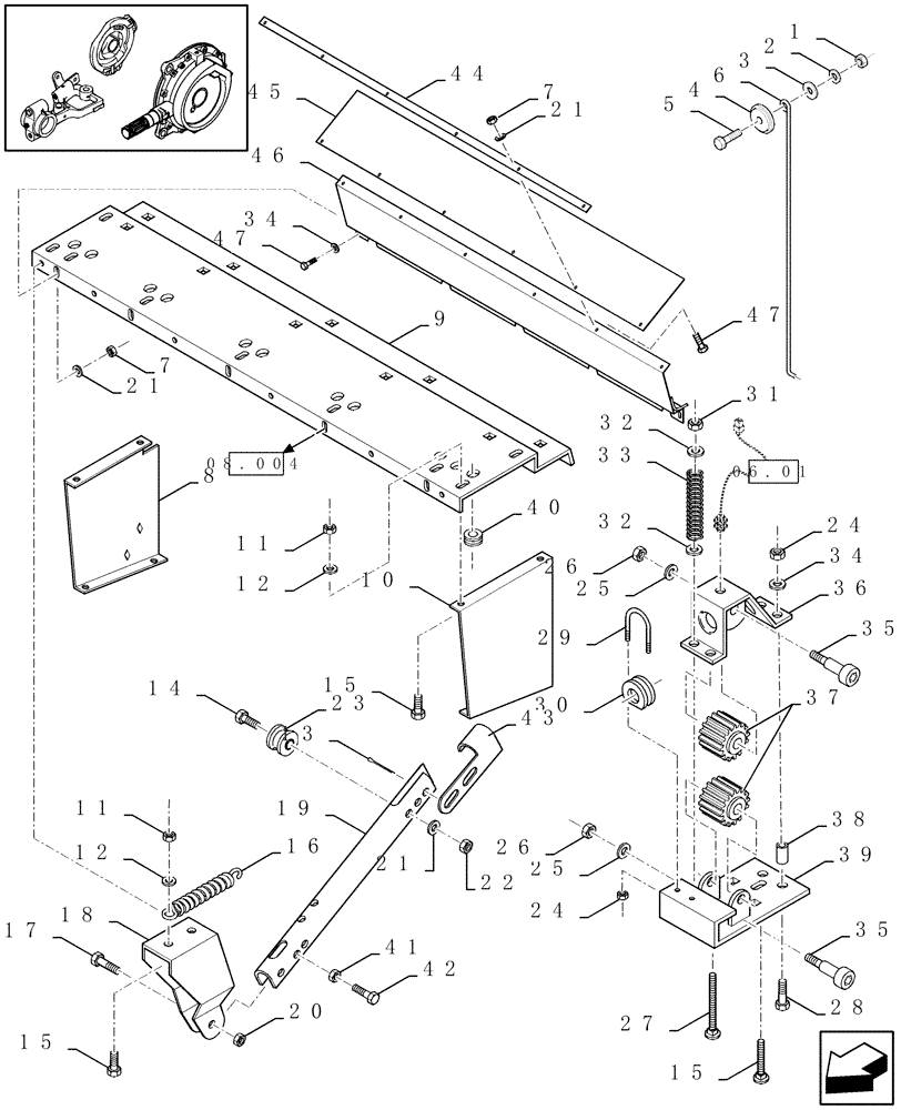 Схема запчастей Case IH LBX331R - (15.07[01]) - TWINE TENSIONERS (15) - KNOTTER /WRAPPER