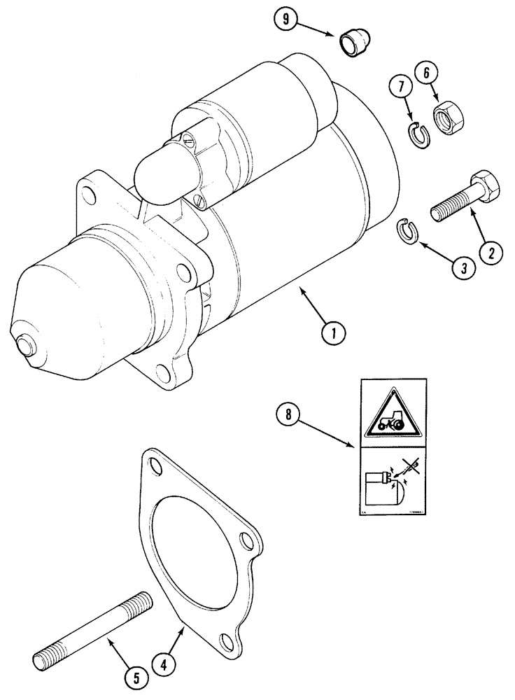 Схема запчастей Case IH 5250 - (4-042) - STARTING MOTOR AND MOUNTING (04) - ELECTRICAL SYSTEMS