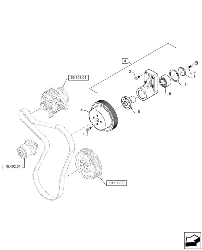 Схема запчастей Case IH P70 - (10.414.01) - FAN DRIVE (10) - ENGINE