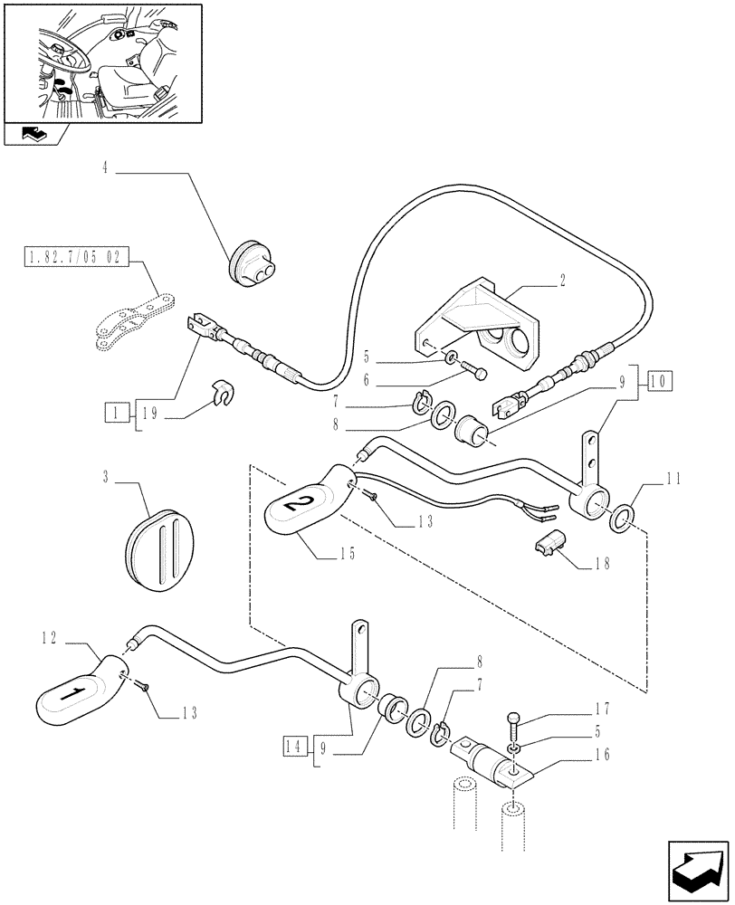 Схема запчастей Case IH FARMALL 105N - (1.92.82/06[01]) - THREE REMOTE VALVES WITH FLOW DIVIDER FOR MDC - LEVER AND KNOB (VAR.332391-335391 / 743526) (10) - OPERATORS PLATFORM/CAB