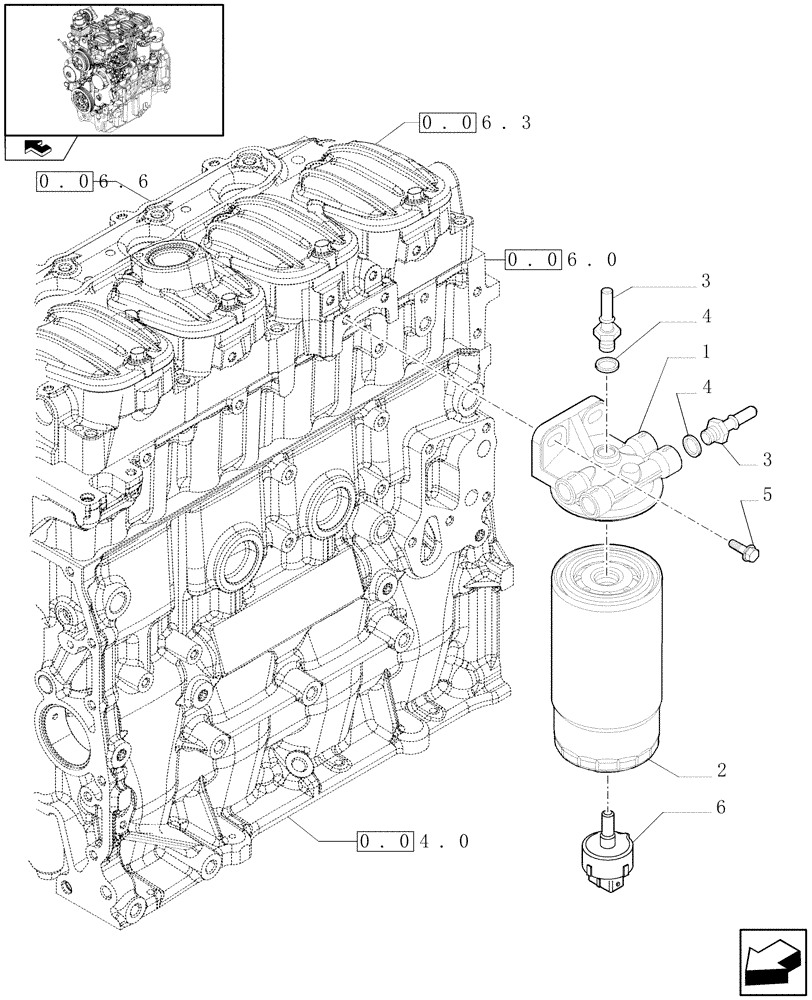 Схема запчастей Case IH FARMALL 75N - (0.20.0) - FUEL FILTER (01) - ENGINE