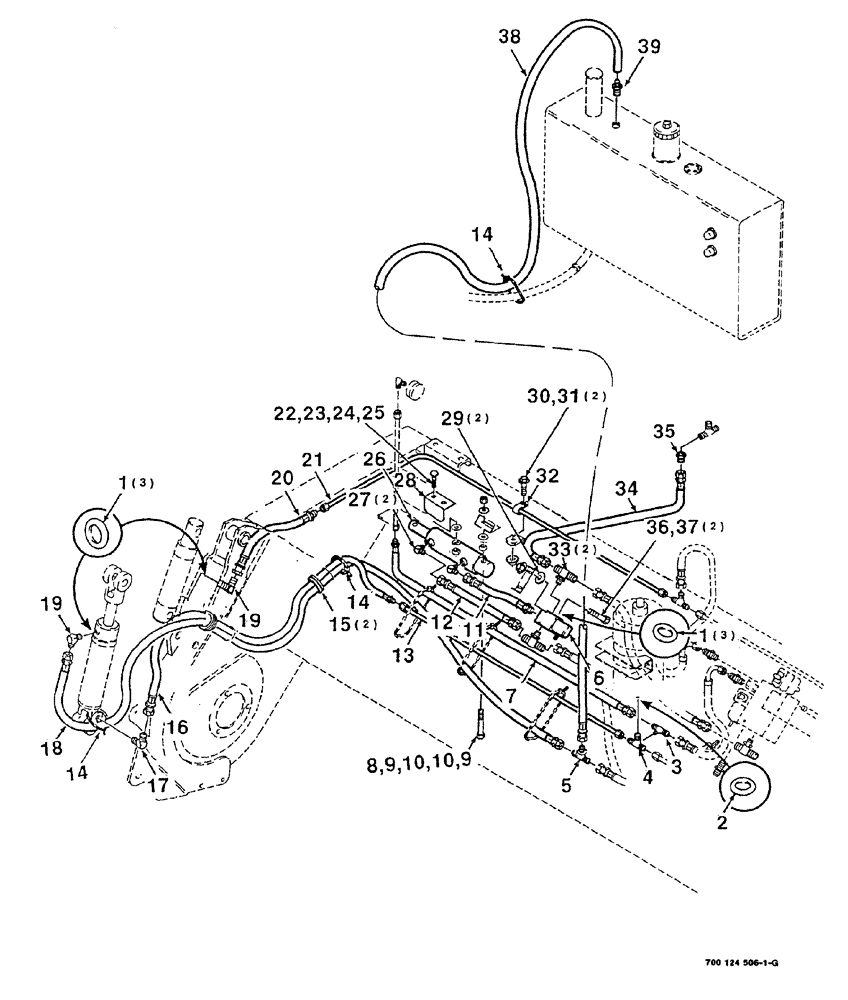 Схема запчастей Case IH 8840 - (08-016) - HEADER HYDRAULIC LIFT ASSEMBLY (RIGHT) (S.N. CFH0031001 THRU CFH0031465) (35) - HYDRAULIC SYSTEMS