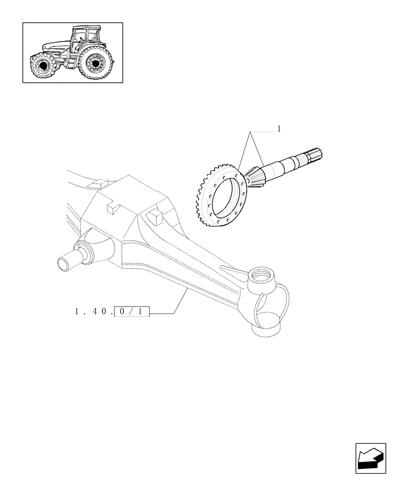 Схема запчастей Case IH JX90U - (1.40.0/65) - (VAR.320) HIGH SPEED RING GEAR AND PINION - 4WD - FRONT BEVEL GEAR PAIR (04) - FRONT AXLE & STEERING