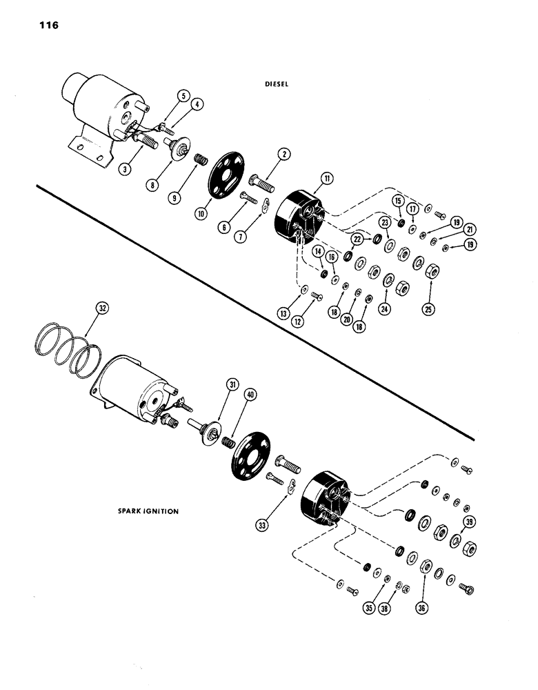 Схема запчастей Case IH 770 - (116) - A40461 SOLENOID, 267B DIESEL ENGINE (04) - ELECTRICAL SYSTEMS