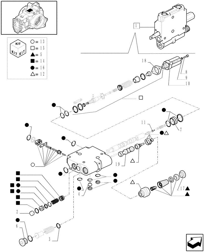 Схема запчастей Case IH MXM175 - (1.82.7/ E) - REMOTE CONTROL VALVE - BREAKDOWN - D5504 (07) - HYDRAULIC SYSTEM