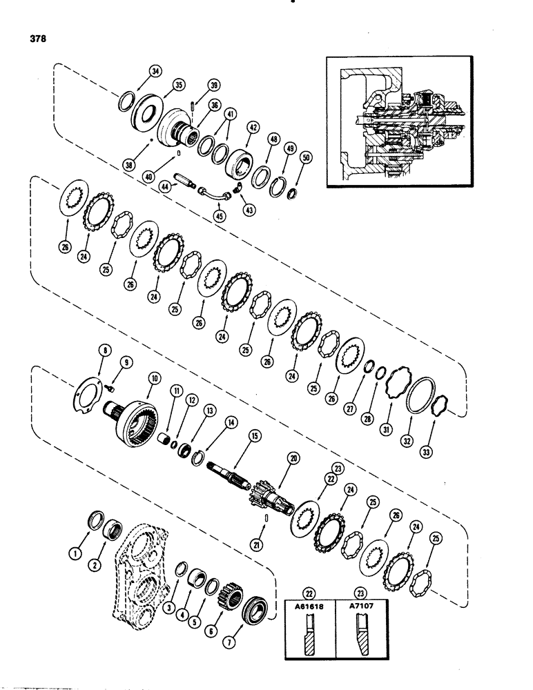 Схема запчастей Case IH 1070 - (0378) - PTO CLUTCH & DRIVE (06) - POWER TRAIN