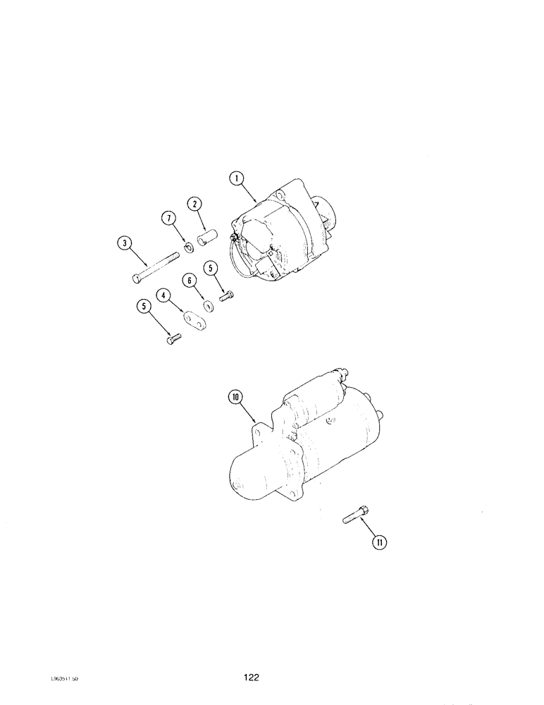 Схема запчастей Case IH 4390 - (122) - ALTRENATOR MOUNTING 