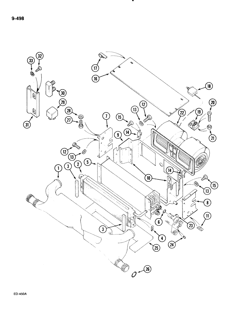 Схема запчастей Case IH 885 - (9-498) - BLOWER ASSEMBLY, AIR CONDITIONING, 1280294C92 (09) - CHASSIS/ATTACHMENTS