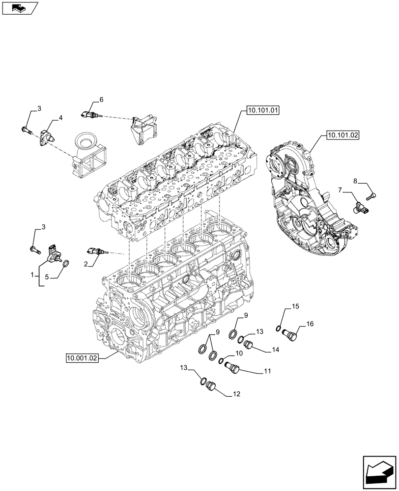 Схема запчастей Case IH F3DFE613A A001 - (55.414.01[02]) - MOTOR SENSORS (504386710 - 504386730 - 504386725) (55) - ELECTRICAL SYSTEMS