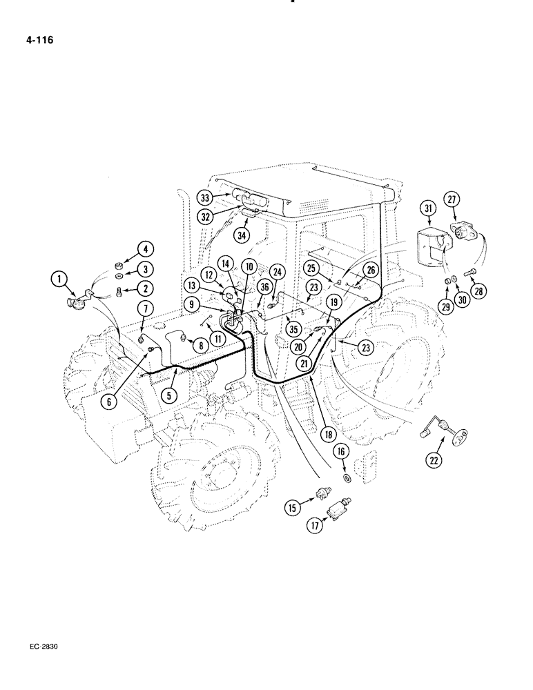 Схема запчастей Case IH 885 - (4-116) - CHASSIS WIRING AND SWITCHES, WITH CAB (04) - ELECTRICAL SYSTEMS