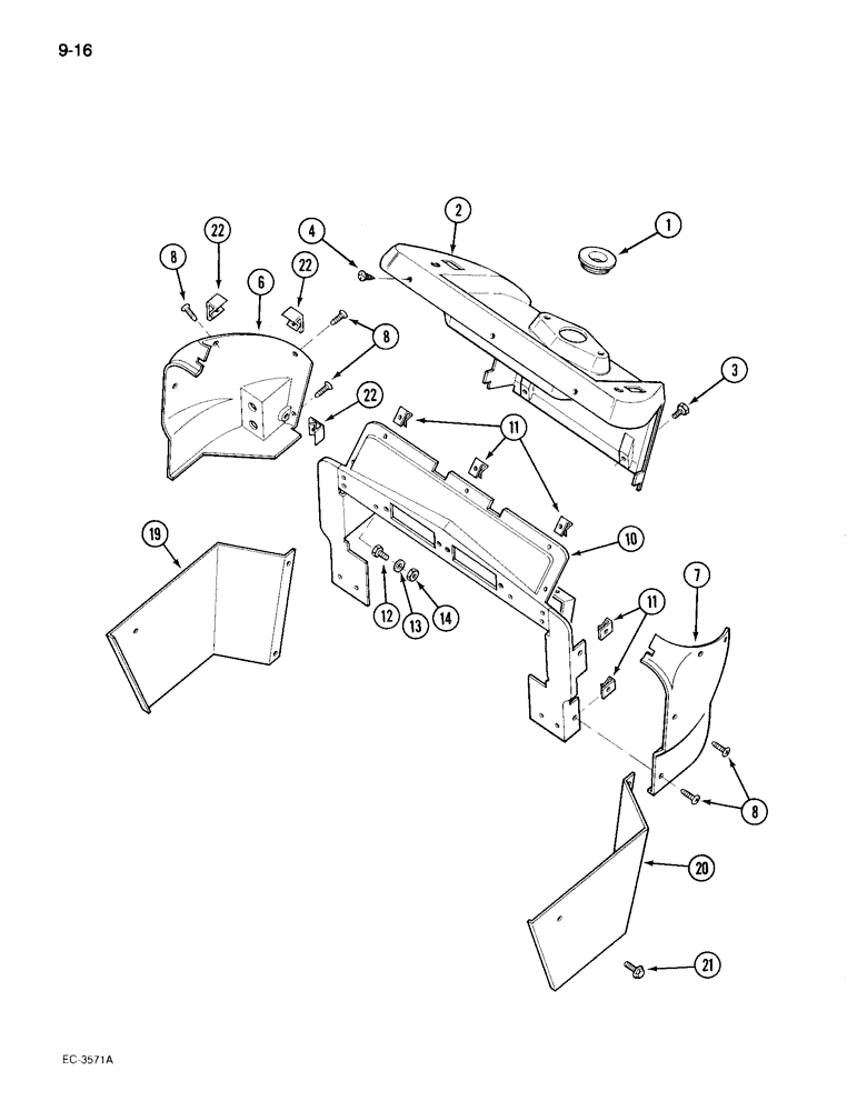 Схема запчастей Case IH 895 - (9-016) - INSTRUMENT HOUSING, TRACTOR WITHOUT CAB (09) - CHASSIS/ATTACHMENTS