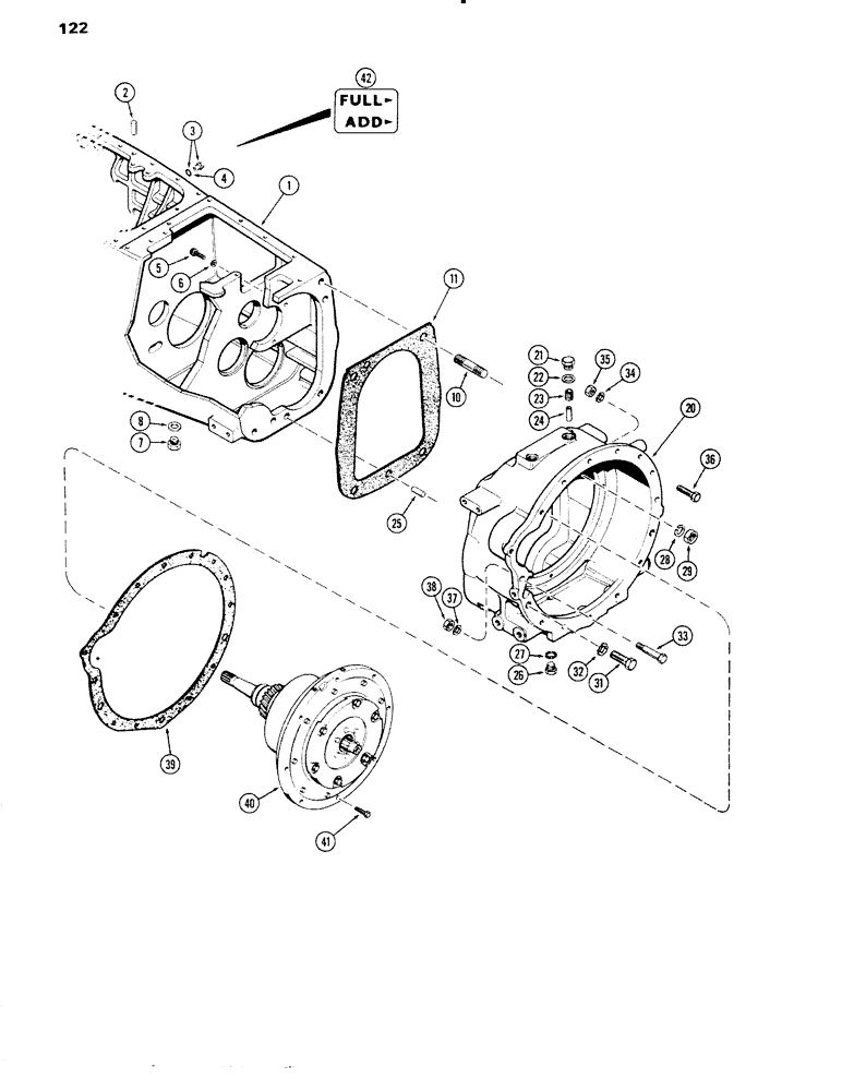 Схема запчастей Case IH 1090 - (122) - CLUTCH AND TRANSMISSION HOUSINGS, POWER SHIFT (06) - POWER TRAIN