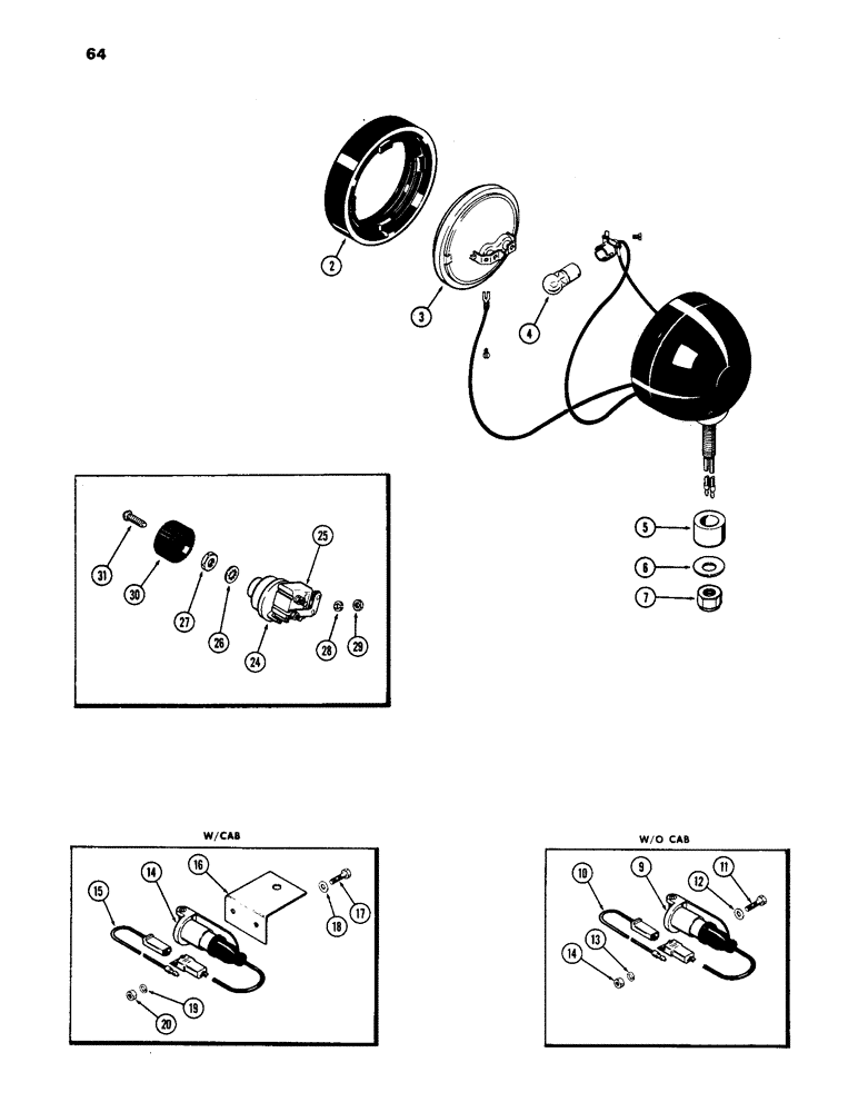 Схема запчастей Case IH 1170 - (064) - LIGHTING EQUIPMENT, (451B) DIESEL ENGINE, TAIL AND WARNING LAMP (04) - ELECTRICAL SYSTEMS