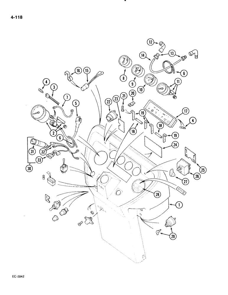 Схема запчастей Case IH 885 - (4-118) - INSTRUMENTS AND SWITCHES, WITHOUT CAB (04) - ELECTRICAL SYSTEMS