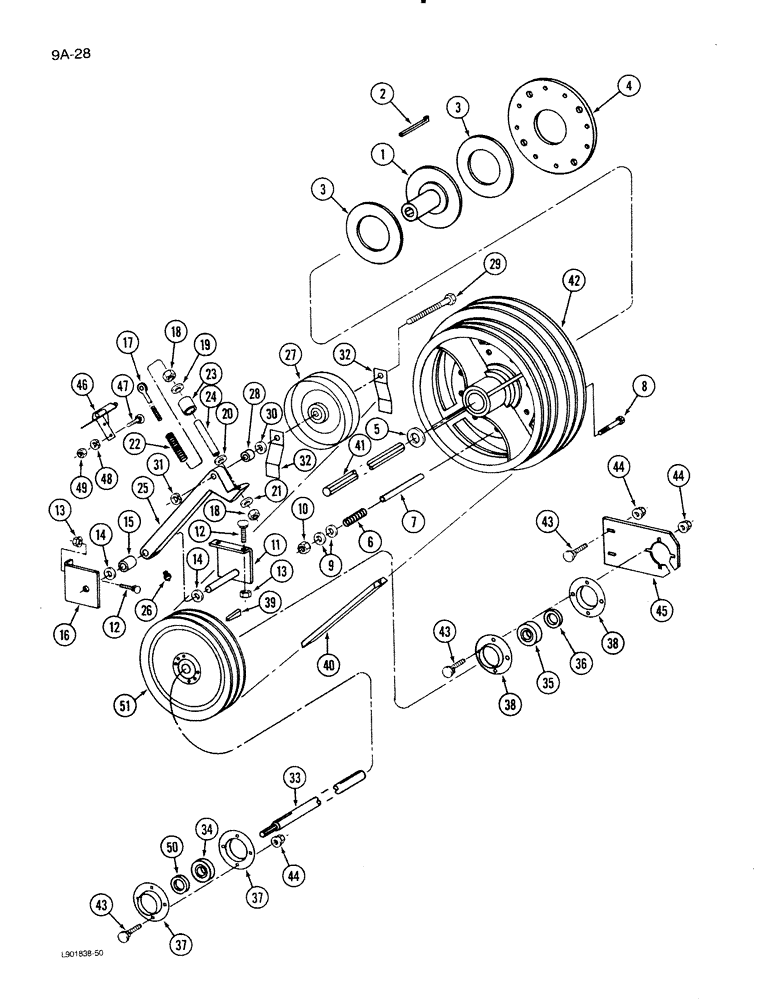 Схема запчастей Case IH 1620 - (9A-28) - FEEDER JACKSHAFT DRIVE (13) - FEEDER