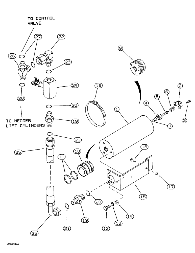 Схема запчастей Case IH 1644 - (8-66) - ACCUMULATOR MOUNTING AND SYSTEM, ACCUMULATOR ASSEMBLY - (07) - HYDRAULICS