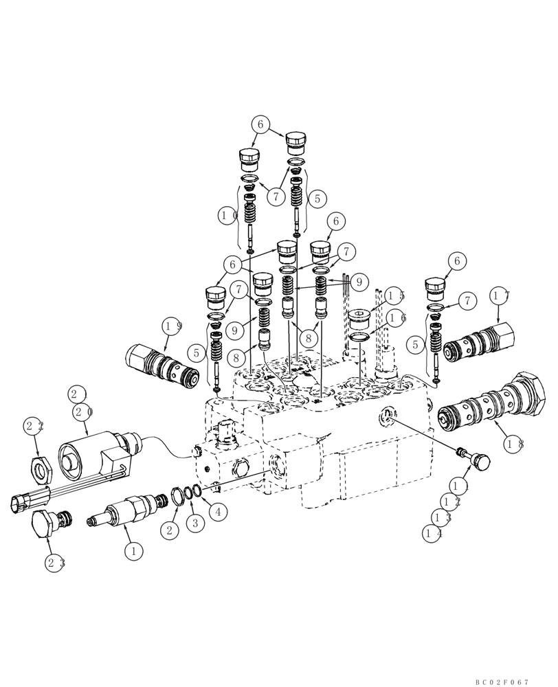 Схема запчастей Case IH 85XT - (08-09A) - VALVE ASSY, CONTROL - SELF-LEVELING, DUAL (08) - HYDRAULICS