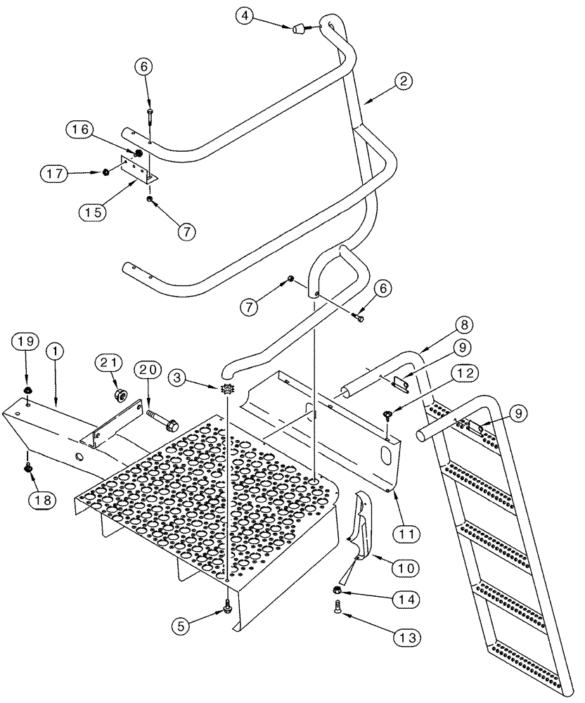 Схема запчастей Case IH 2388 - (09H-17) - PLATFORM - LADDER, RIGHT HAND (12) - CHASSIS