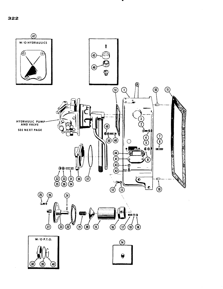 Схема запчастей Case IH 730 SERIES - (322) - P.T.O AND HYDRAULIC PUMP HOUSING (06) - POWER TRAIN